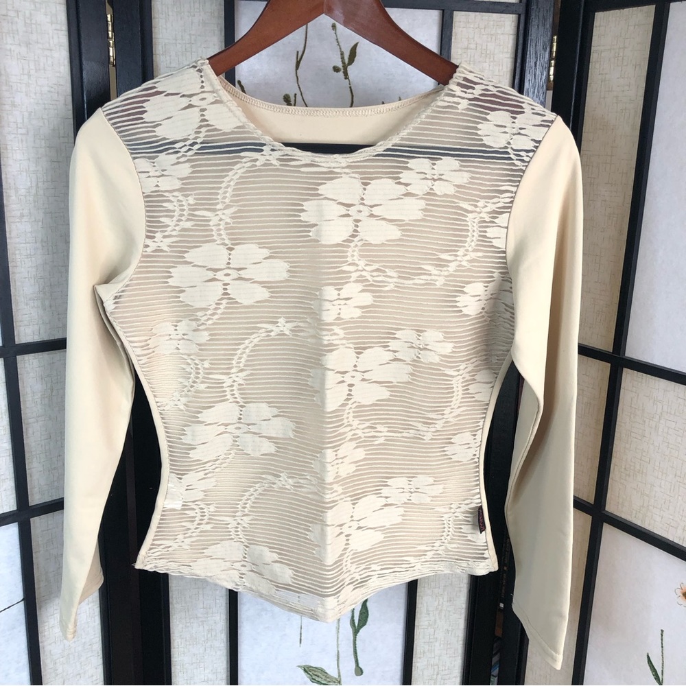 Floral Mesh Fitted Shirt. Women’s Sexy Sheer Tee. Size Small/Medium.